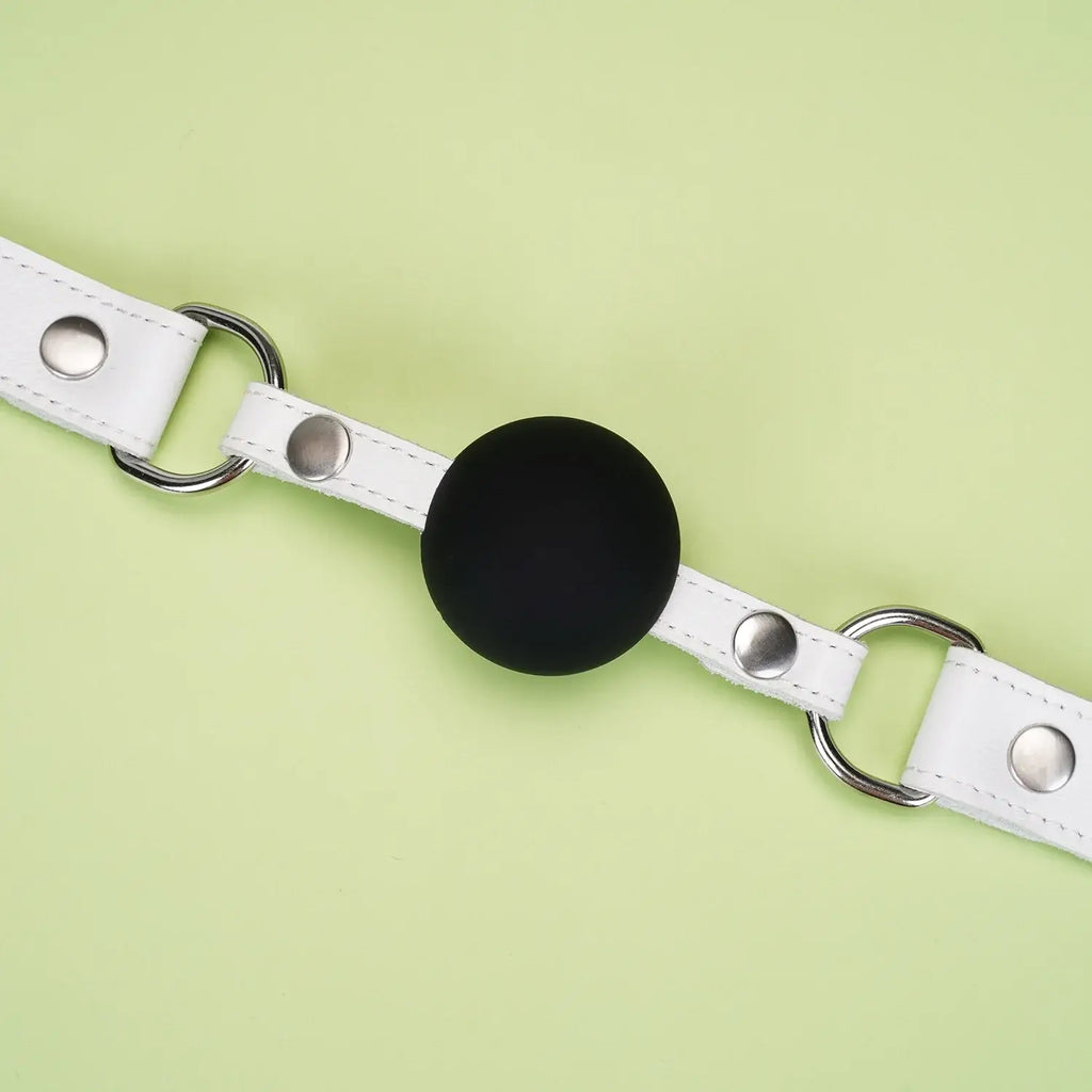 Fuji White Collection Leather & Silicone Ball Gag - Gags