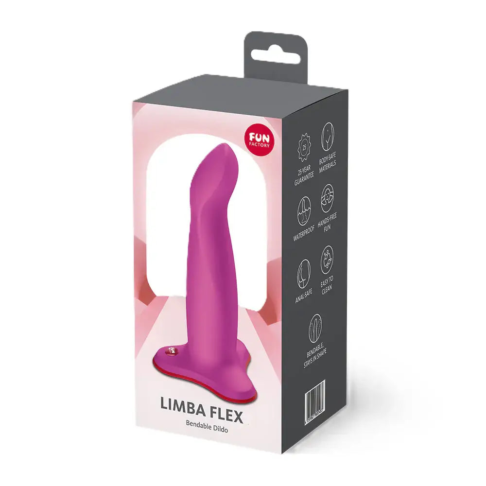 Fun Factory Limba Flex Medium Bendable Dildo - Flexible Silicone G-Spot & P-Spot Massager Magenta