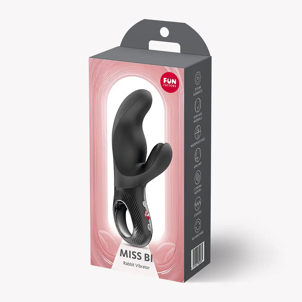 Fun Factory Miss Bi Dual Stimulation Rabbit Vibrator - Waterproof Rechargeable G-Spot & Clitoral Massager Black
