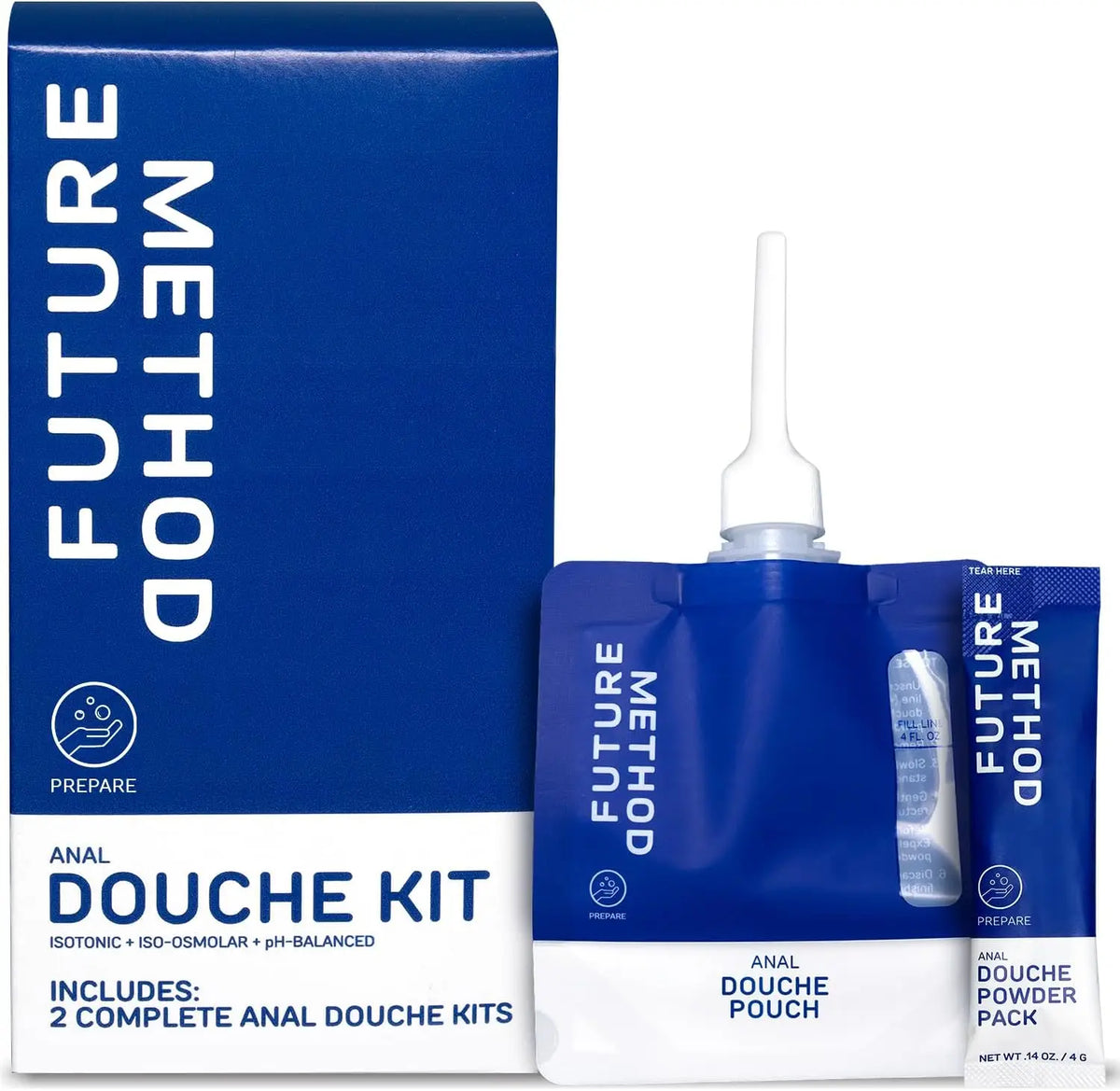 Future Method Anal Douche Kit - All-in-One Travel Isotonic Cleansing with Nozzle 2pk
