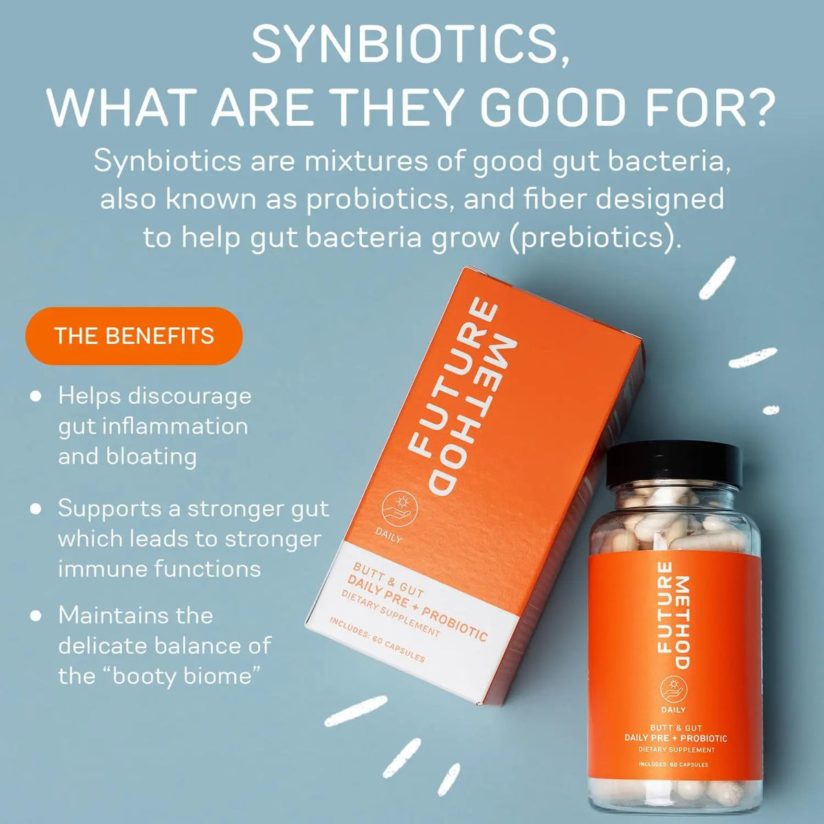 Future Method Butt + Gut Daily Pre & Probiotic | Booty Biome Supplement | 60 Capsules