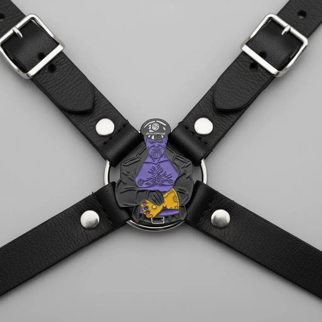 Purple Mad Titan Leather Daddy Enamel Pin