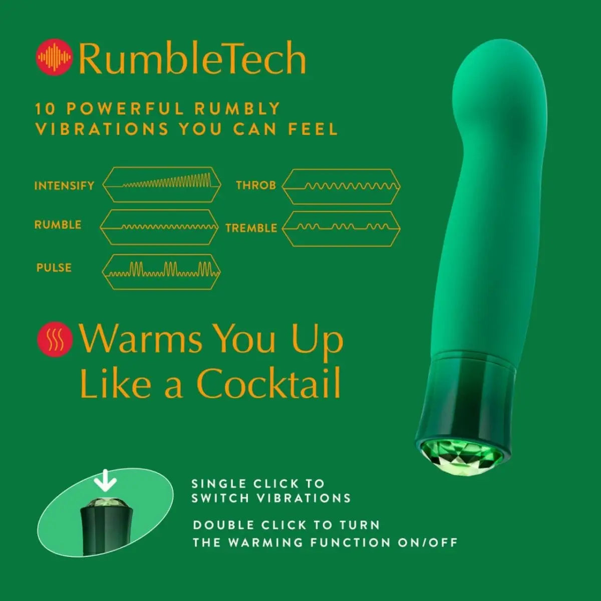 Oh My Gem® Emerald Enchanting Warming Vibrator - Rolik®