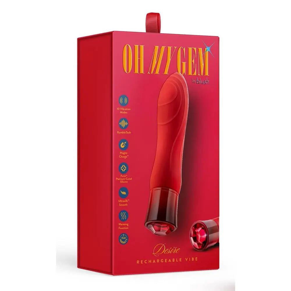 Oh My Gem Ruby Desire Warming Vibrator - Red