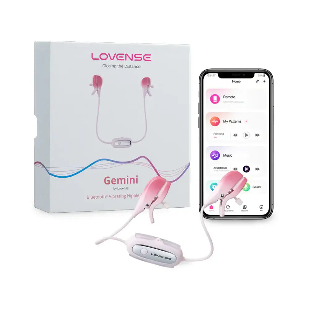 Pink Gemini Bluetooth Rechargeable Vibrating Nipple Clamps