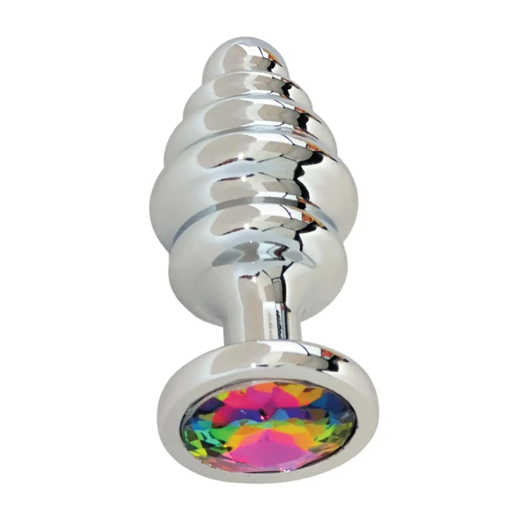 Gender Fluid Excite! Ribbed Aluminum Alloy Plug - Silver - Butt