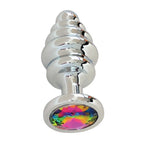 Gender Fluid Excite! Ribbed Aluminum Alloy Plug - Silver - Butt
