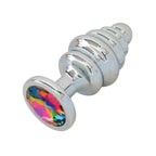 Gender Fluid Excite! Ribbed Aluminum Alloy Plug - Silver - Butt