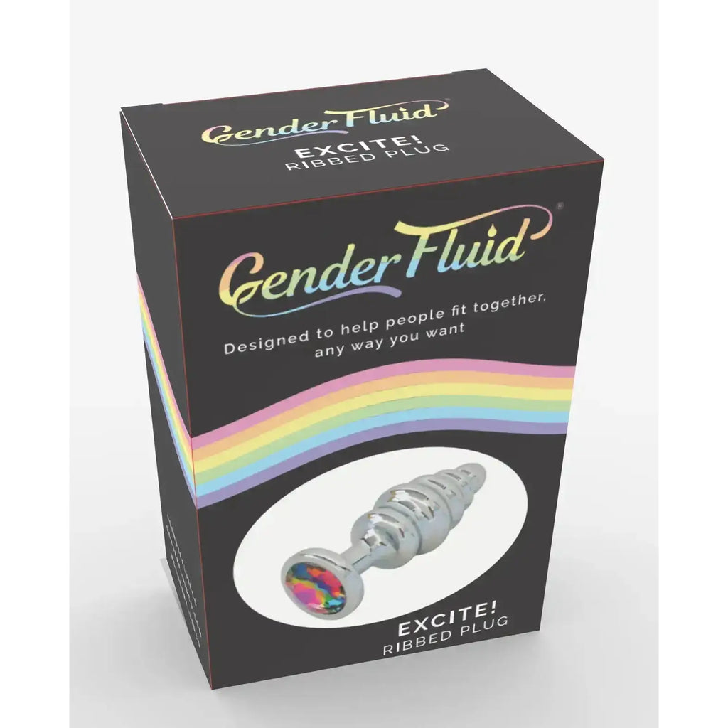 Gender Fluid Excite! Ribbed Aluminum Alloy Plug - Silver - Butt