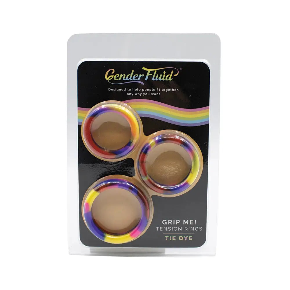 Gender Fluid® Grip Me! Silicone Tension Rings Set of 3 - Rainbow - C-Ring