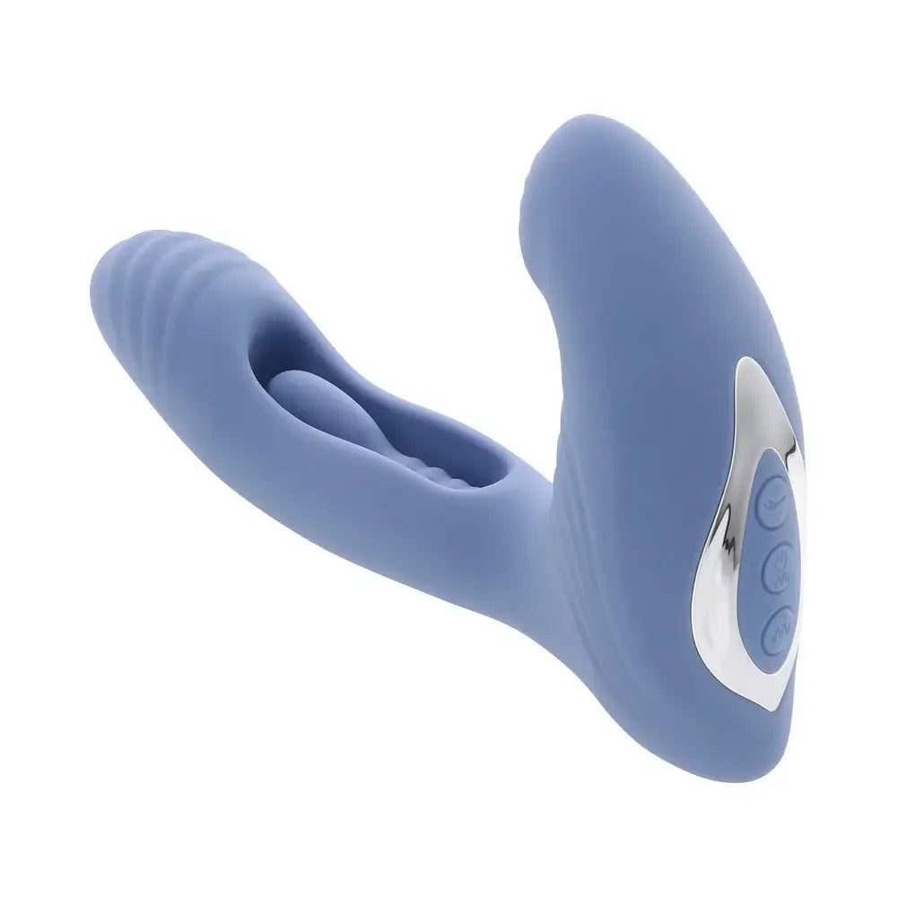 Gender X Flapjack Triple-Motor G-Spot & Clitoral Vibrator with Internal Flapper Light Blue