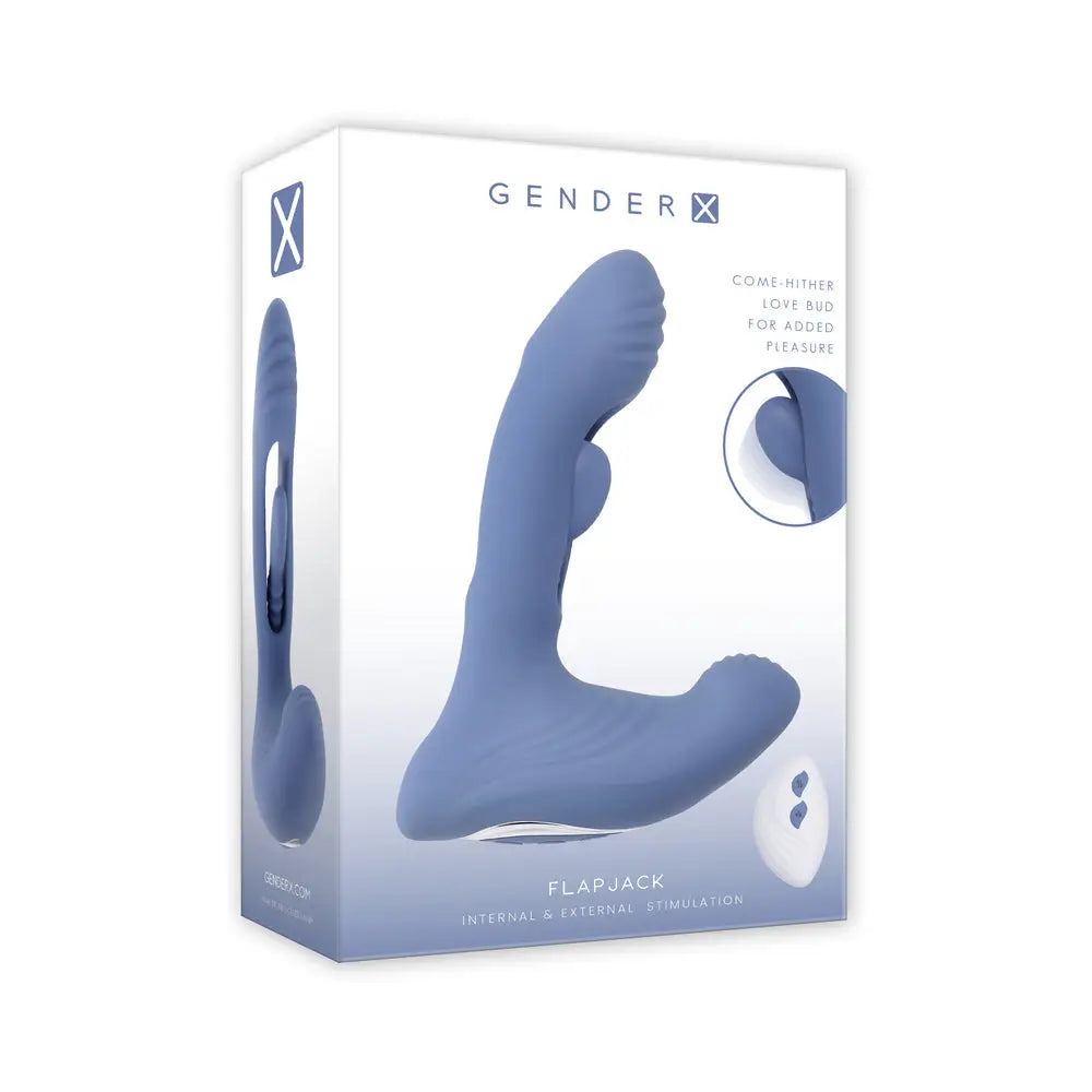 Gender X Flapjack Triple-Motor G-Spot & Clitoral Vibrator with Internal Flapper Light Blue