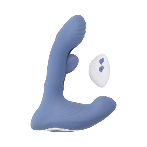 Gender X Flapjack Triple-Motor G-Spot & Clitoral Vibrator with Internal Flapper Light Blue