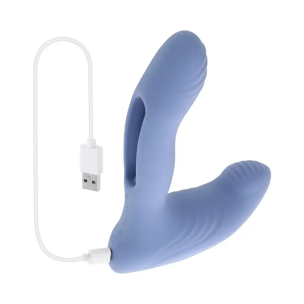 Gender X Flapjack Triple-Motor G-Spot & Clitoral Vibrator with Internal Flapper Light Blue