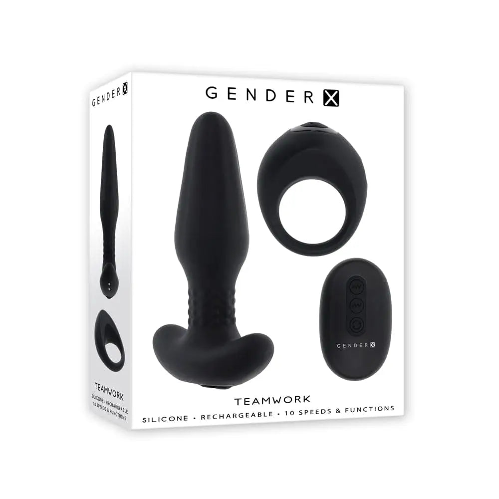 Gender X Teamwork Remote Vibrating Plug & C - Ring Set - Rolik®