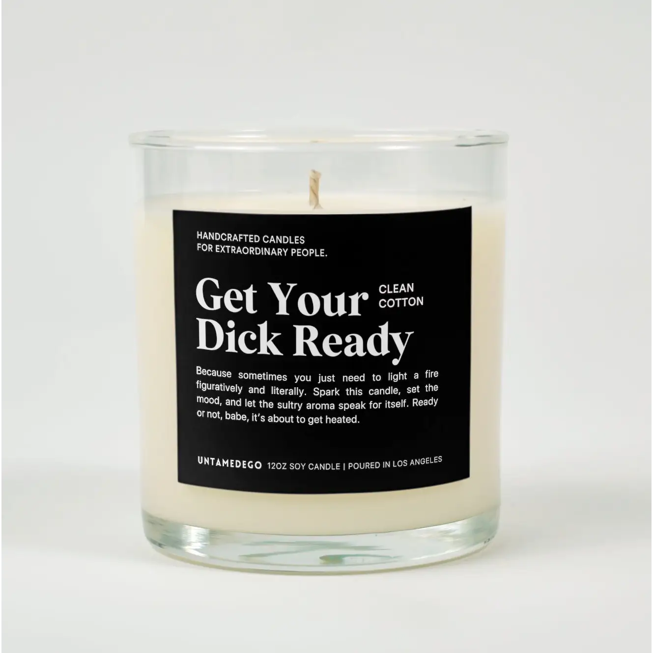 Get Your Dick Ready Glass Candle CLEAN COTTON