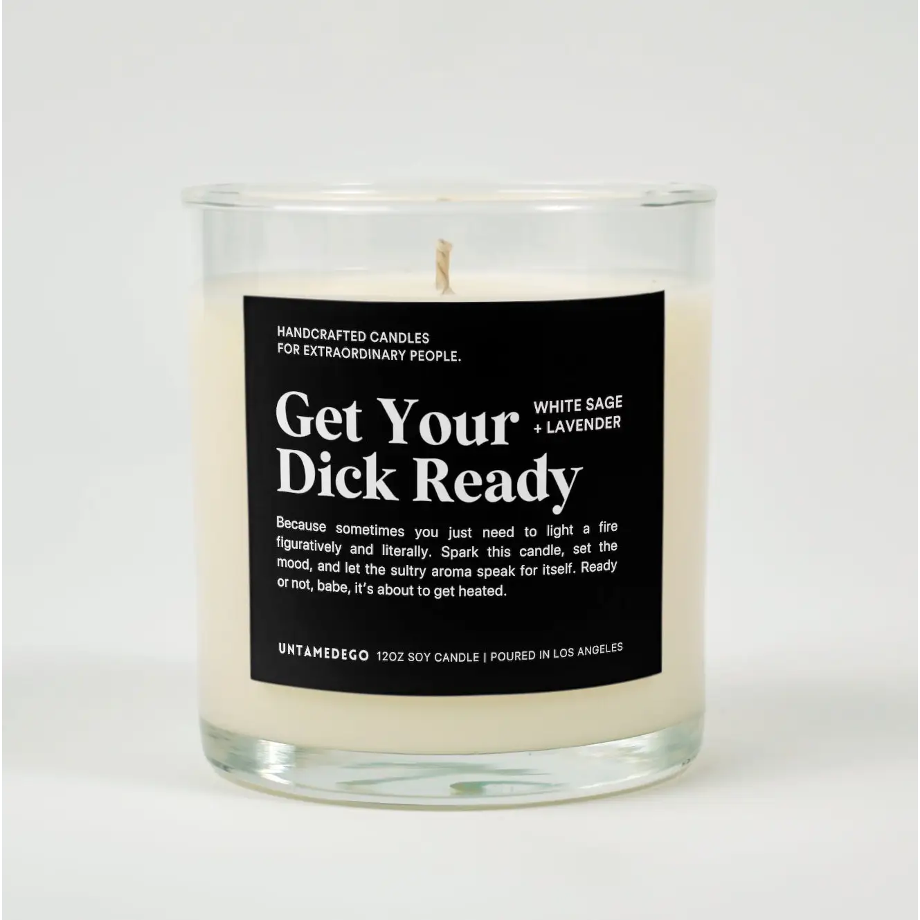 Get Your Dick Ready Glass Candle WHITE SAGE + LAVENDER