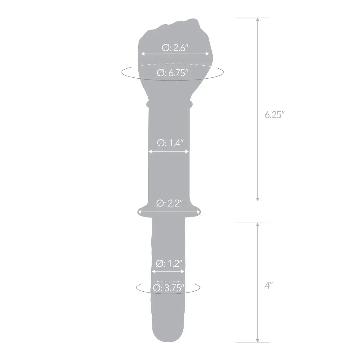 gläs 11" Glass Fist Double Ended With Handle Grip - Rolik®
