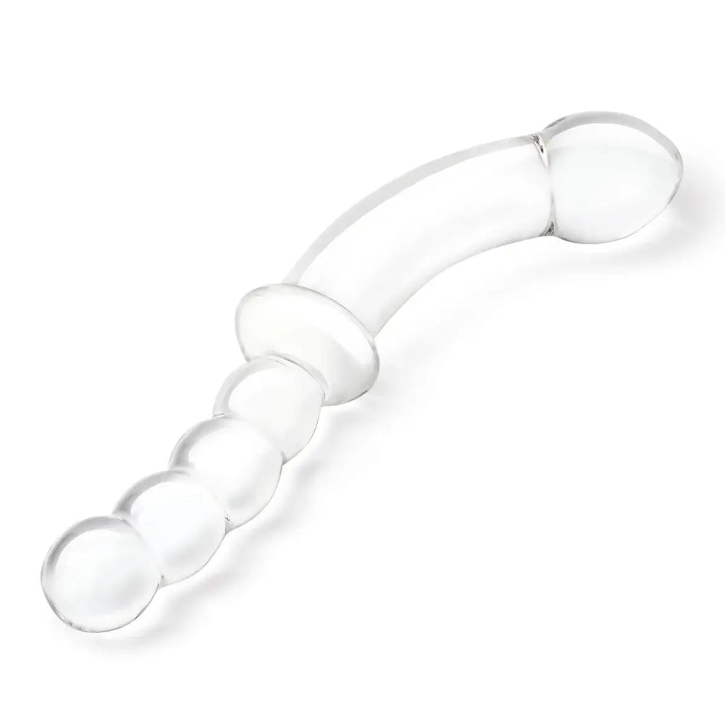 gläs 12.5" Girthy Double Sided Dong With Anal Bead Grip Handle - Rolik®