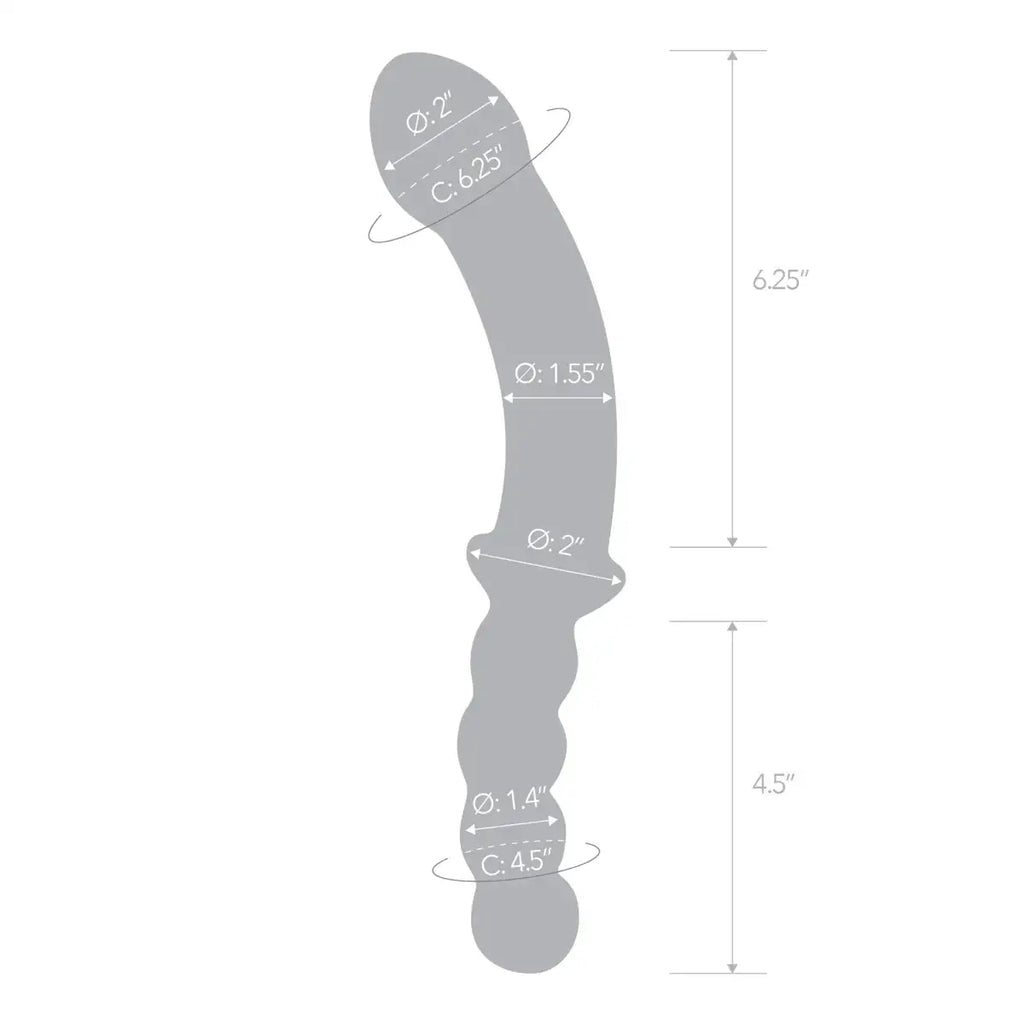 gläs 12.5" Girthy Double Sided Dong With Anal Bead Grip Handle - Rolik®