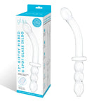gläs 12" Girthy Ribbed G - Spot Glass Dildo With Handle Grip Double Ended - Rolik®