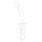 gläs 12" Girthy Ribbed G - Spot Glass Dildo With Handle Grip Double Ended - Rolik®