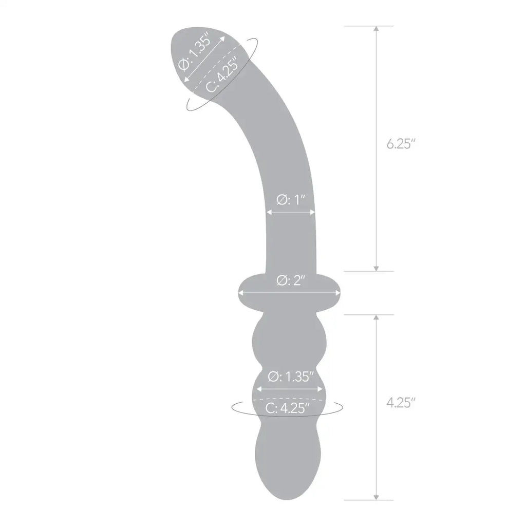 gläs 12" Girthy Ribbed G - Spot Glass Dildo With Handle Grip Double Ended - Rolik®