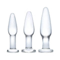 Gläs 3 Piece Glass Anal Training Set - Clear - Butt Plug