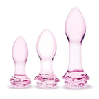 gläs 3 - Piece Rosebud Glass Butt Plug Set - Rolik®