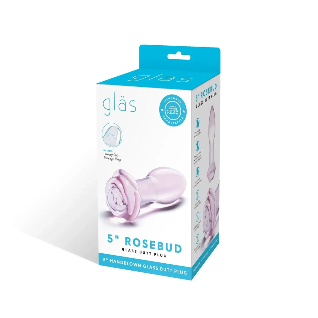 Gläs 5’’ Rosebud Glass Butt Plug - Pink