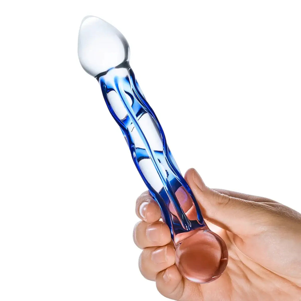 gläs 6.5" Full Tip Textured Glass Dildo - Rolik®