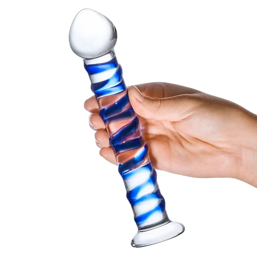 Gläs Blue Spiral Glass Dildo - Rolik®