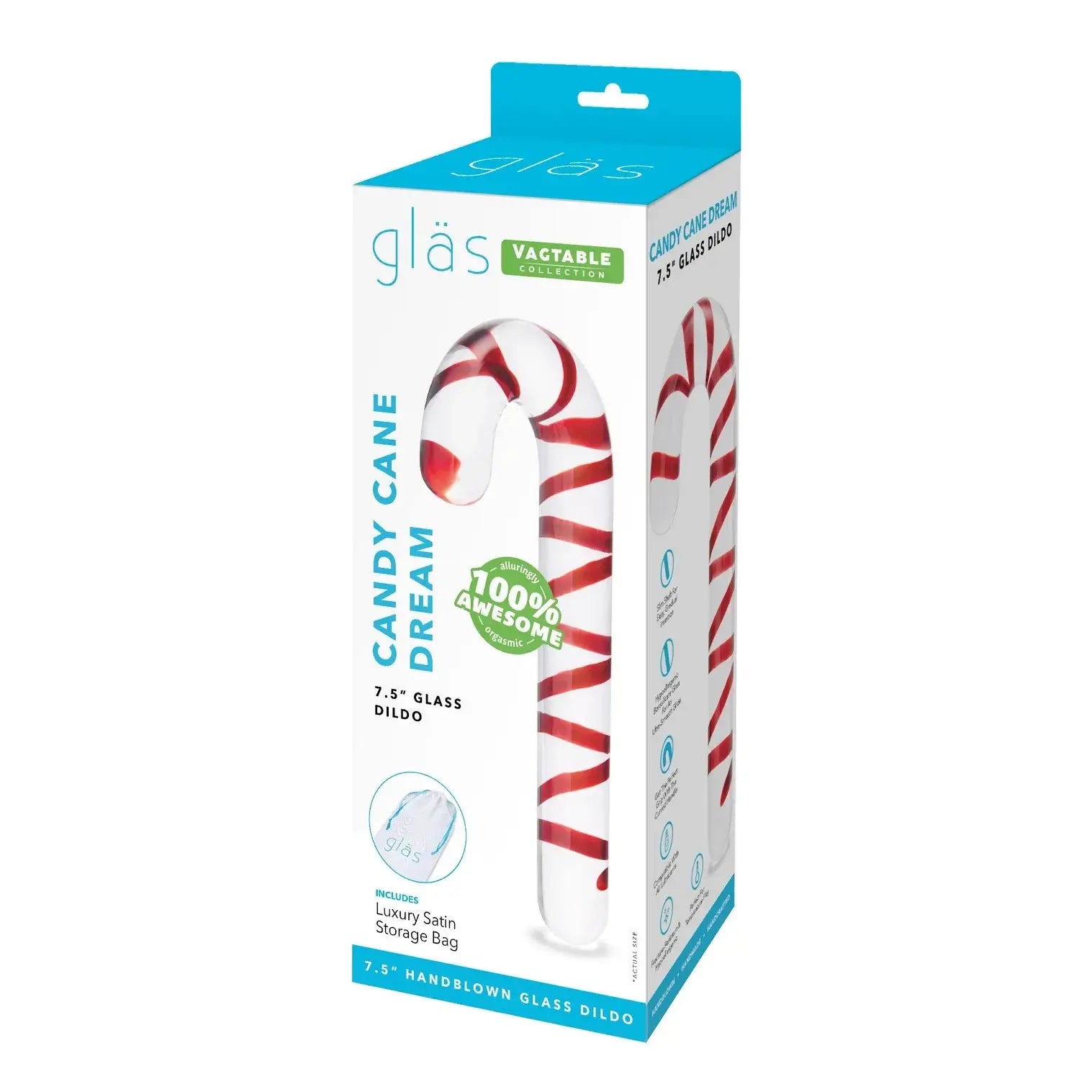 Candy Cane Dream 7.5’’ Glass Dildo