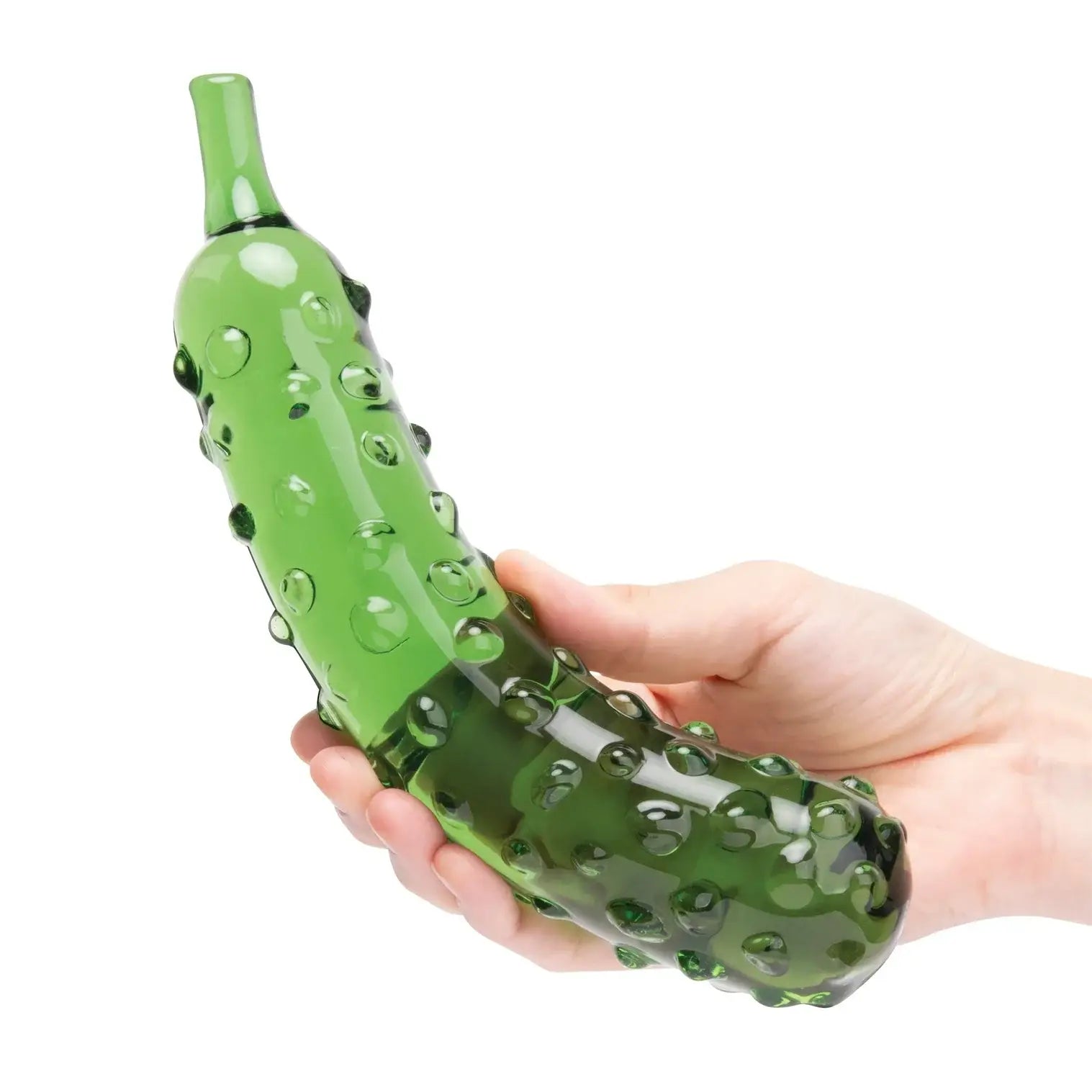 Green Caressing Cucumber 8.25’’ Glass Dildo