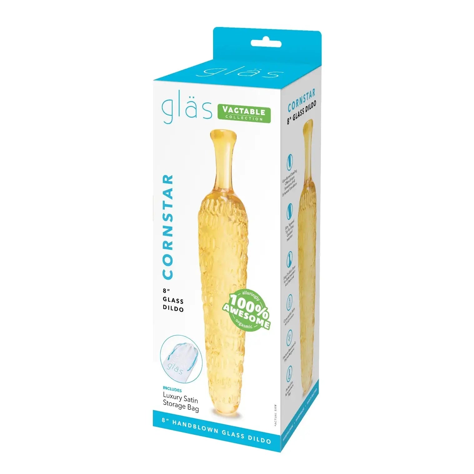Yellow Cornstar 8’’ Glass Dildo