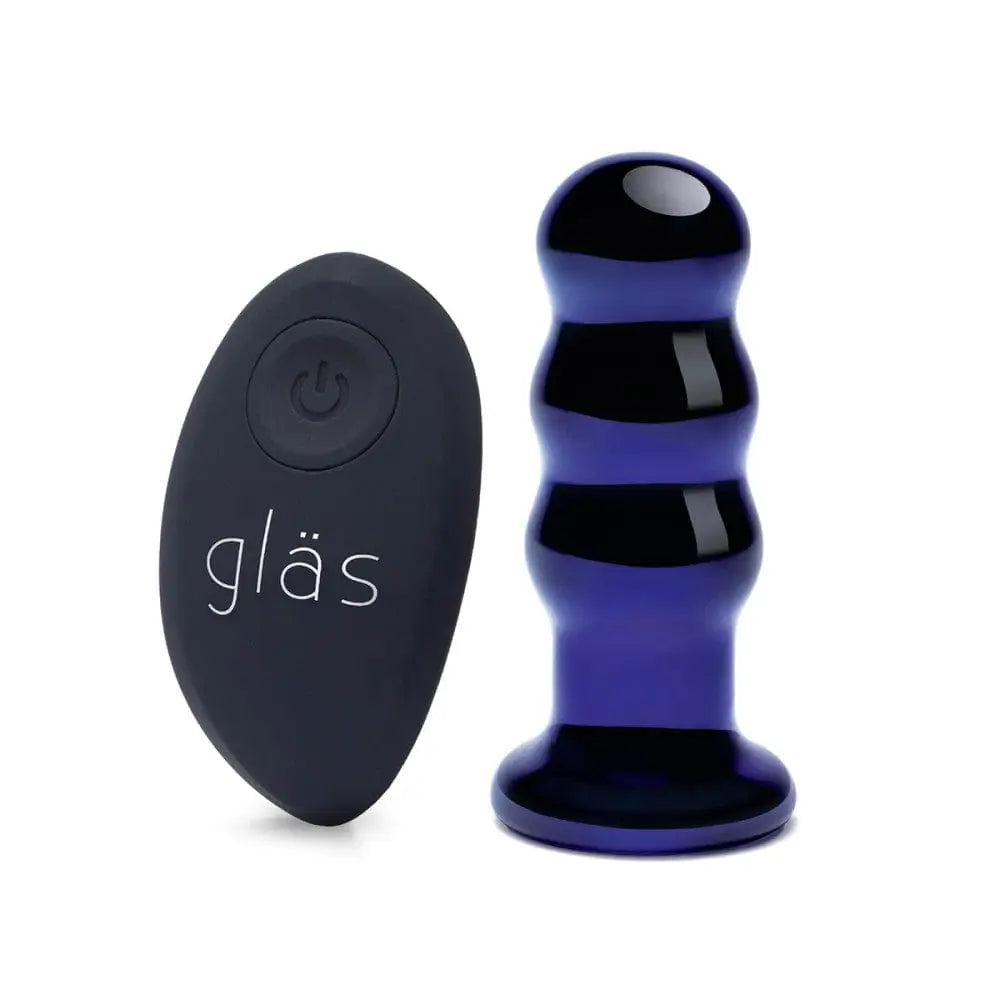 gläs Rechargeable Ribbed Glass 3.5" Butt Plug - Rolik®