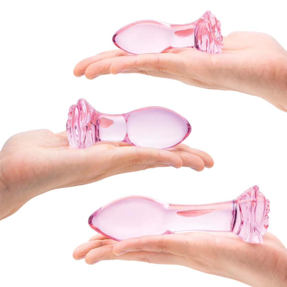 Gläs 3-Piece Rosebud Glass Butt Plug Set - Rolik®