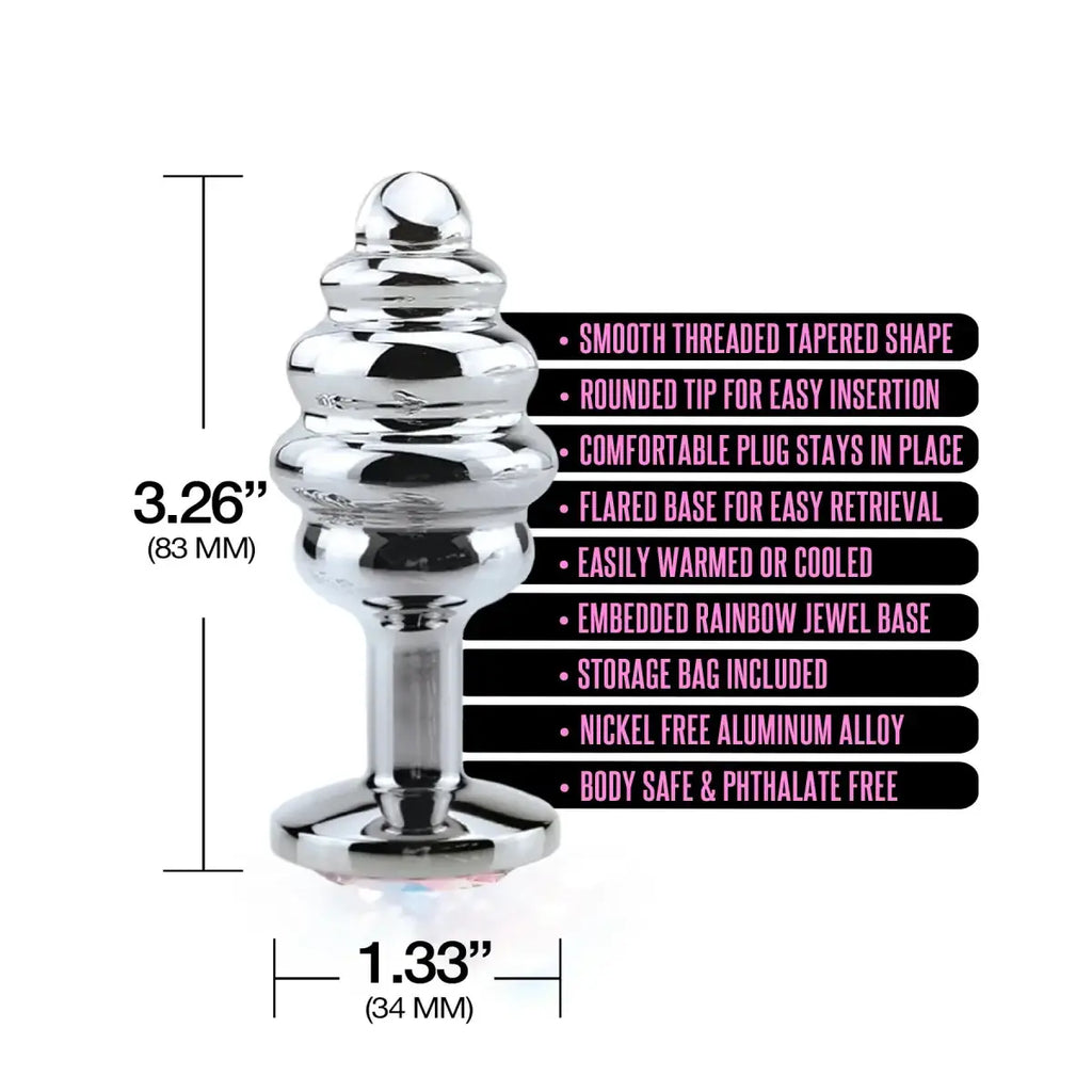 Nixie™ Honey Dipper Ribbed Metal Butt Plug - Rolik®