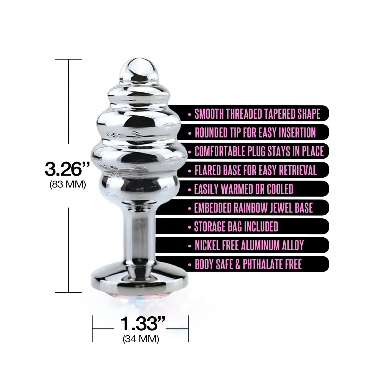 Nixie™ Honey Dipper Ribbed Metal Butt Plug - Rolik®