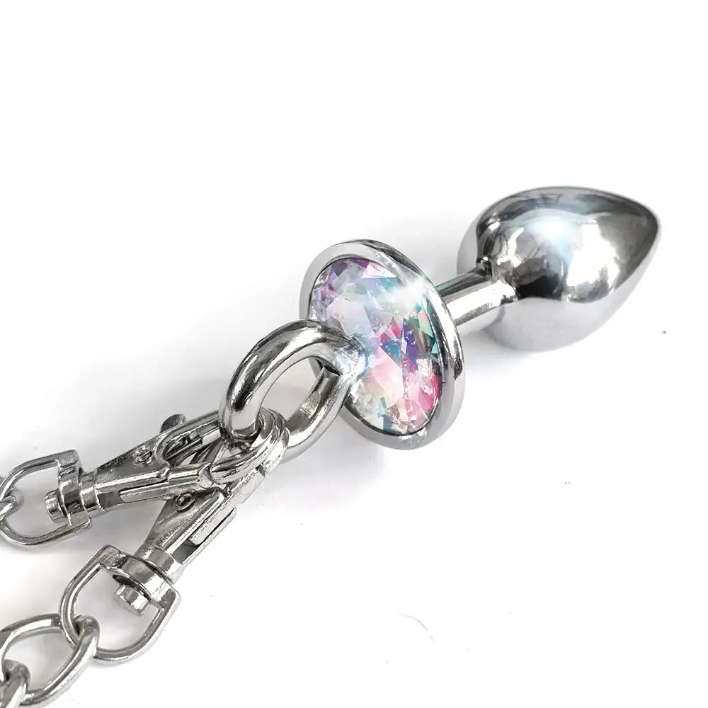 Global Novelties NIXIE Metal Butt Plug & Furry Handcuff Set | Anal Bondage Play