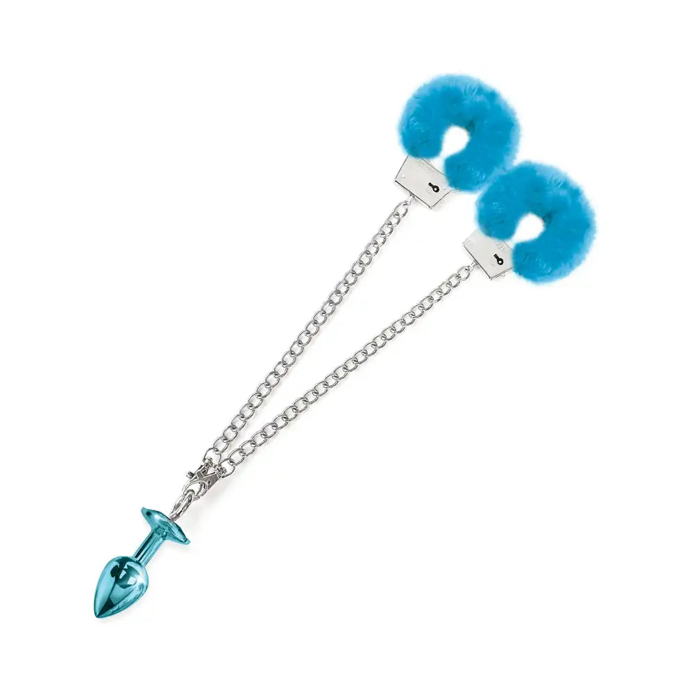 Global Novelties NIXIE Metal Butt Plug & Furry Handcuff Set | Anal Bondage Play
