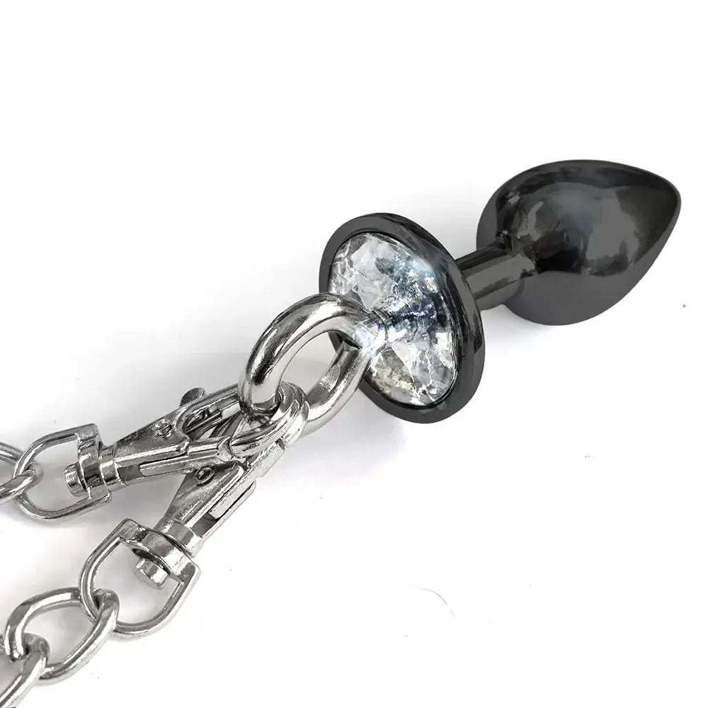 Global Novelties NIXIE Metal Butt Plug & Furry Handcuff Set | Anal Bondage Play