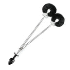 Global Novelties NIXIE Metal Butt Plug & Furry Handcuff Set | Anal Bondage Play