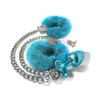 Global Novelties NIXIE Metal Butt Plug & Furry Handcuff Set | Anal Bondage Play Blue