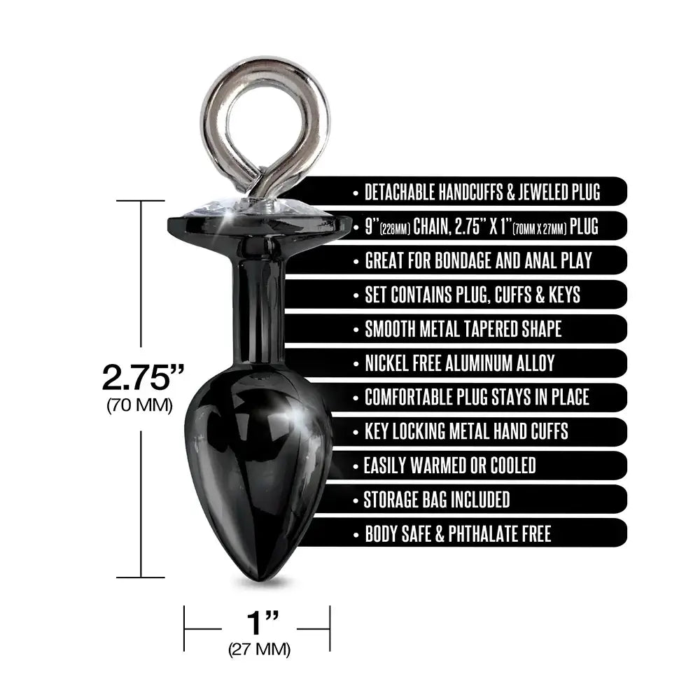 Global Novelties NIXIE Metal Butt Plug & Furry Handcuff Set | Anal Bondage Play