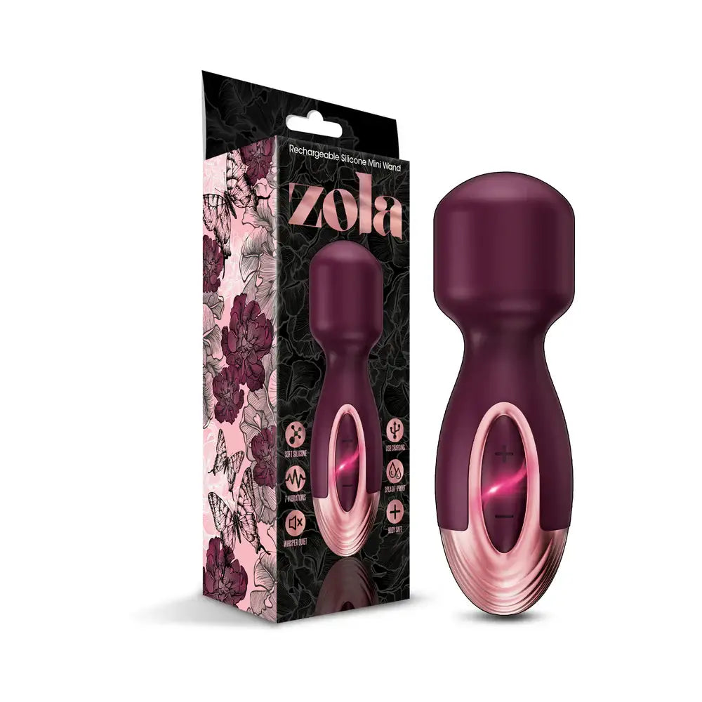 Global Novelties Zola Mini Wand Massager Burgundy