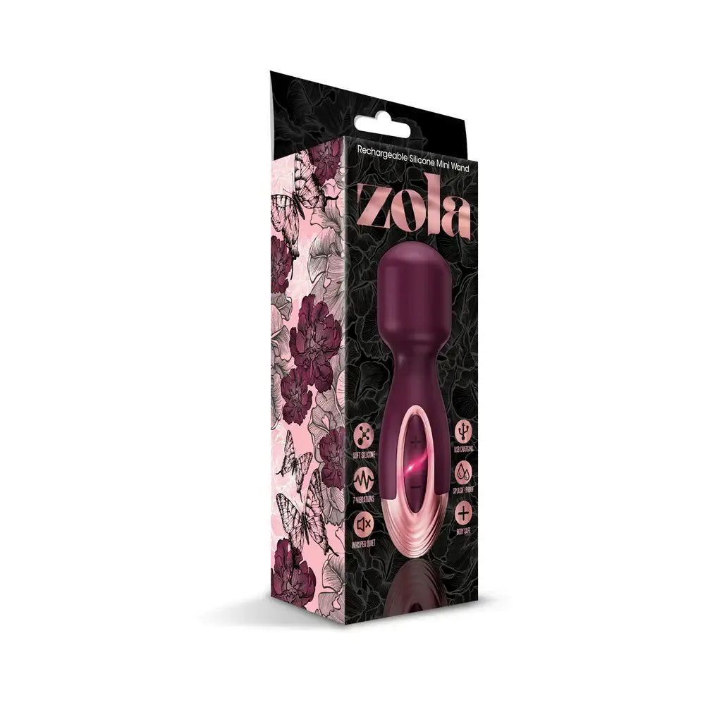 Global Novelties Zola Mini Wand Massager Burgundy