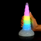 XR Brands® Uni-Glow Glow-In-The-Dark Rainbow Silicone Dildo Rolik®
