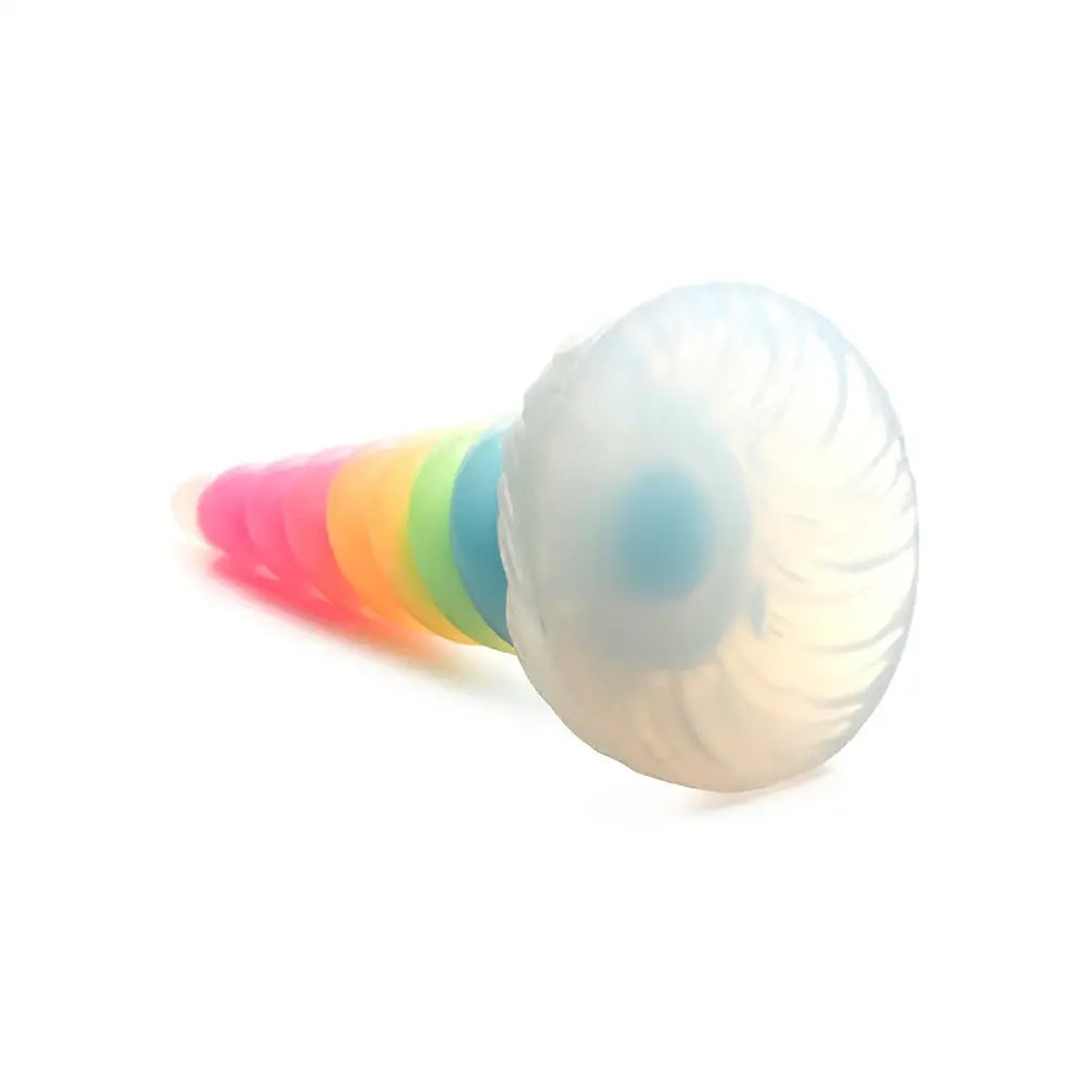 XR Brands® Uni-Glow Glow-In-The-Dark Rainbow Silicone Dildo Rolik®