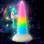 XR Brands® Uni-Glow Glow-In-The-Dark Rainbow Silicone Dildo Rolik®